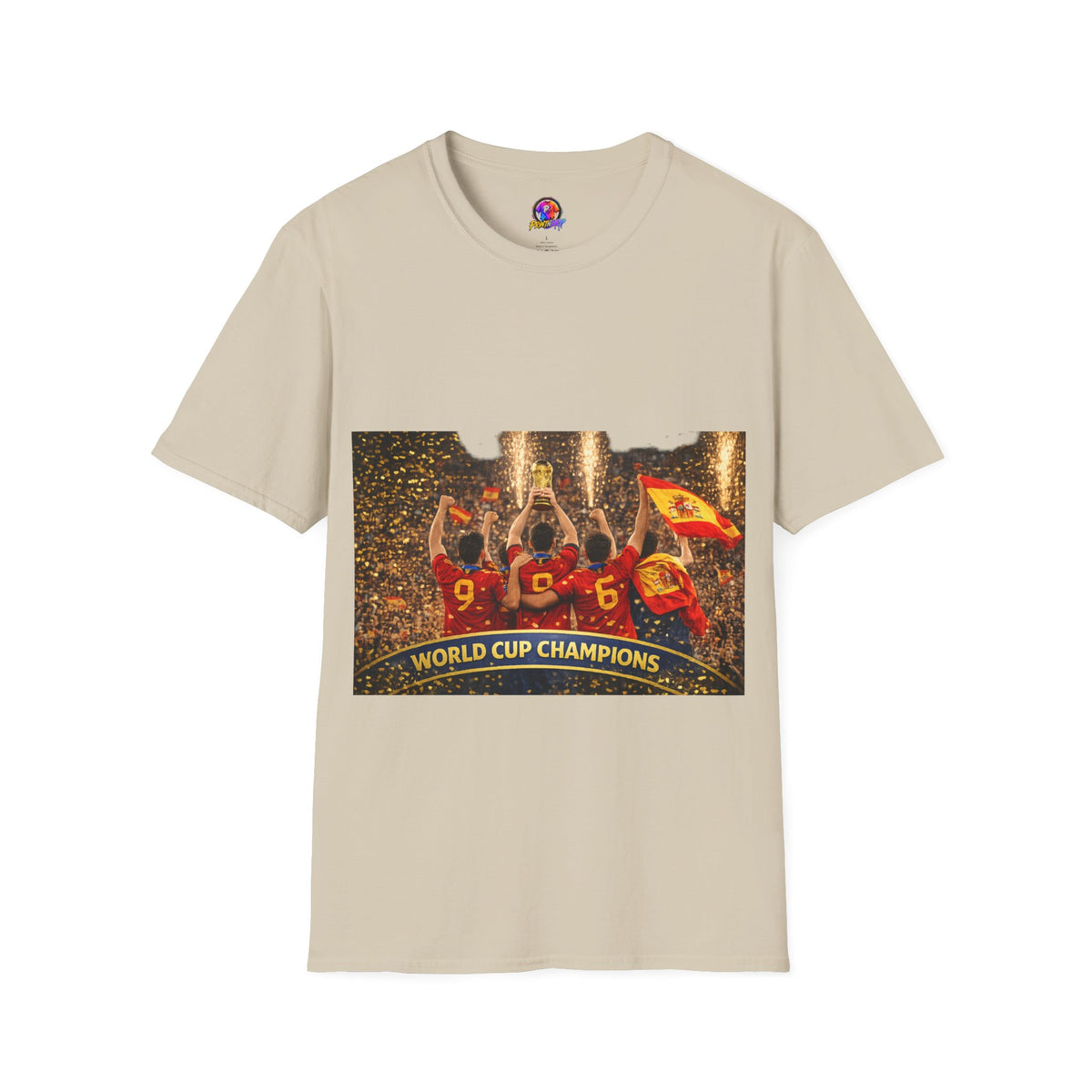 Spain World Cup Champions T‑Shirt — Soccer Trophy Celebration Tee