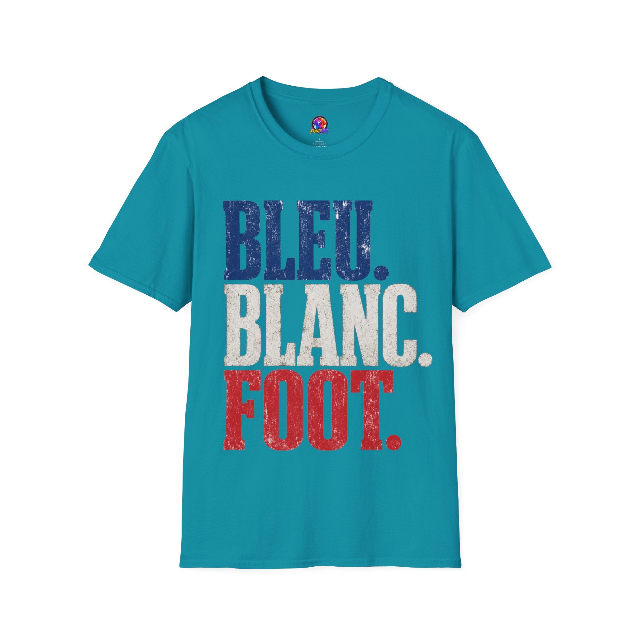 France T-Shirt — Bleu Blanc Foot Vintage French Flag Soccer Graphic Tee