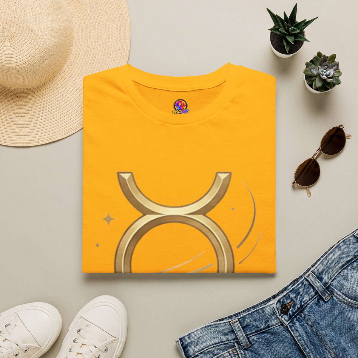 Gold Mercury Astrology Symbol Tee T-Shirt