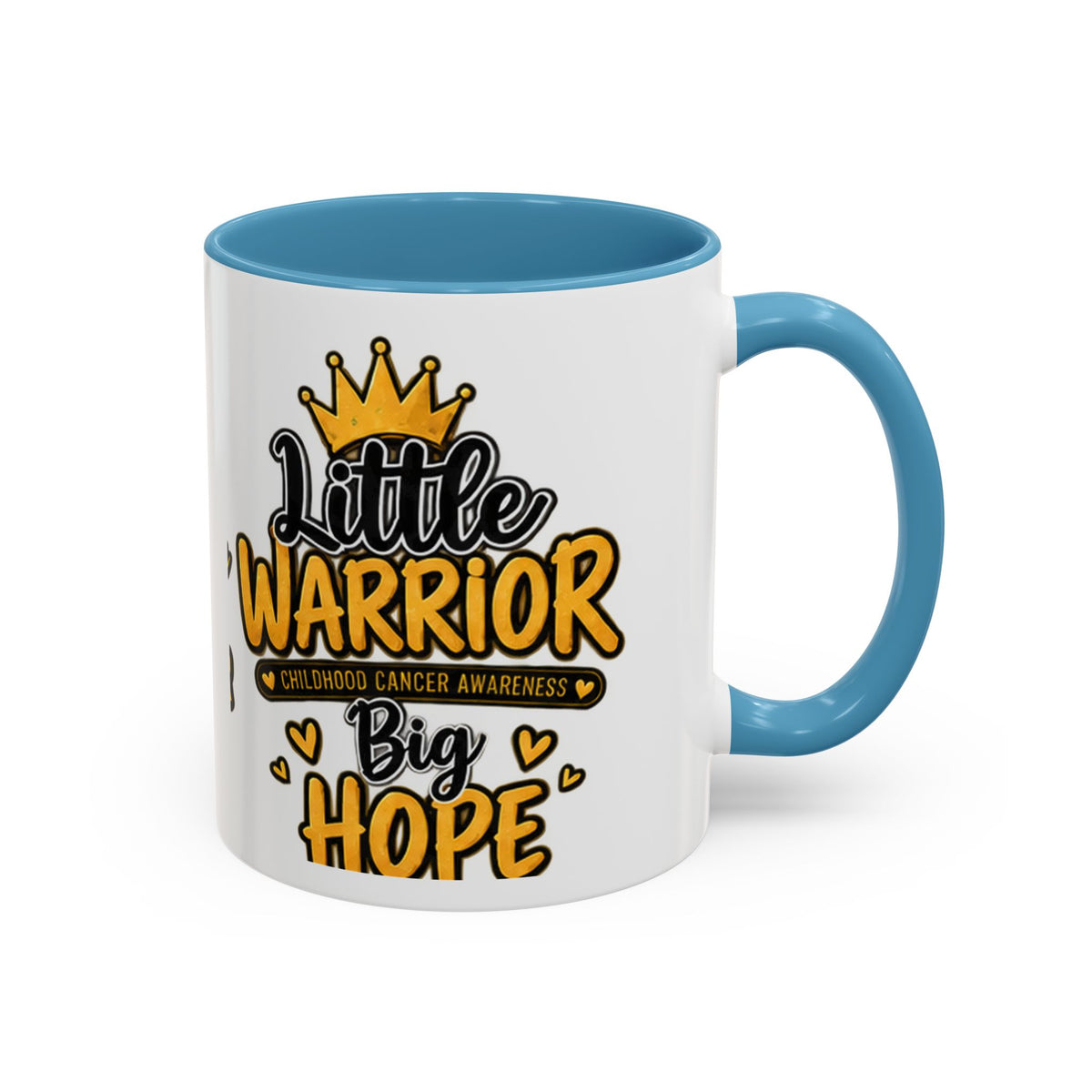 Little Warrior Childhood Cancer Awareness Coffee Mug – "Big Hope" Accent Mug