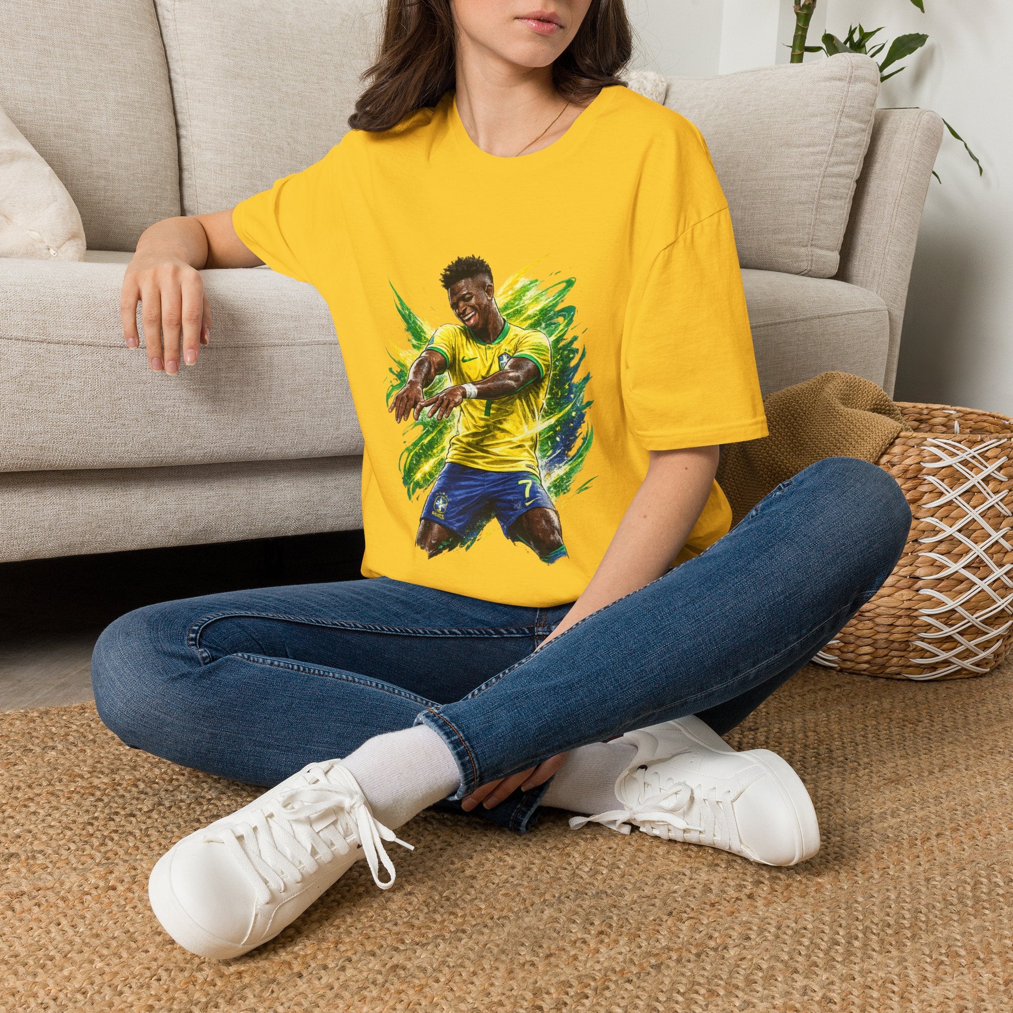 Brazil  Soccer Celebration T-Shirt — Brazilian Football Player Artwork