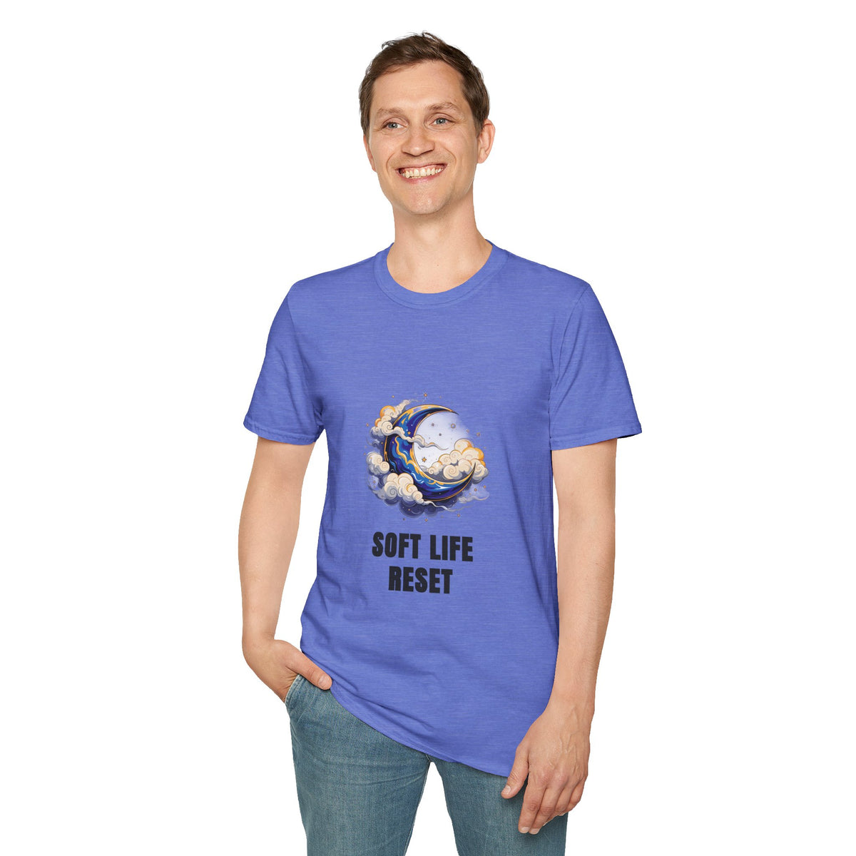 Soft Life Reset T-Shirt — Crescent Moon Cloud Graphic Tee - Trending Now - August 2026