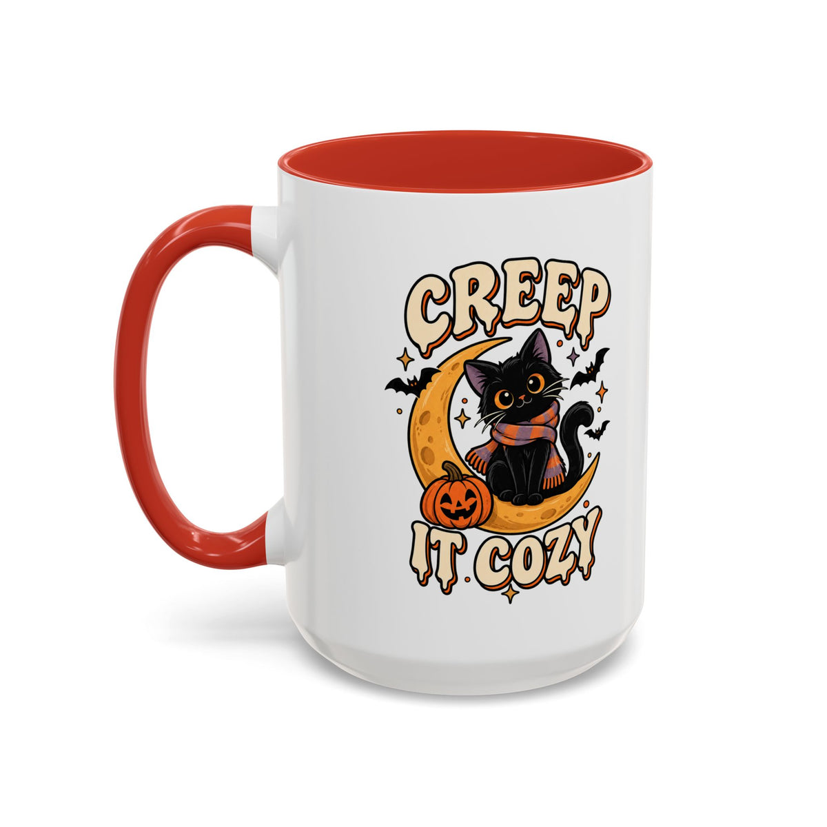 Creepy It Cozy Black Cat Halloween Accent Coffee Mug (11/15oz)