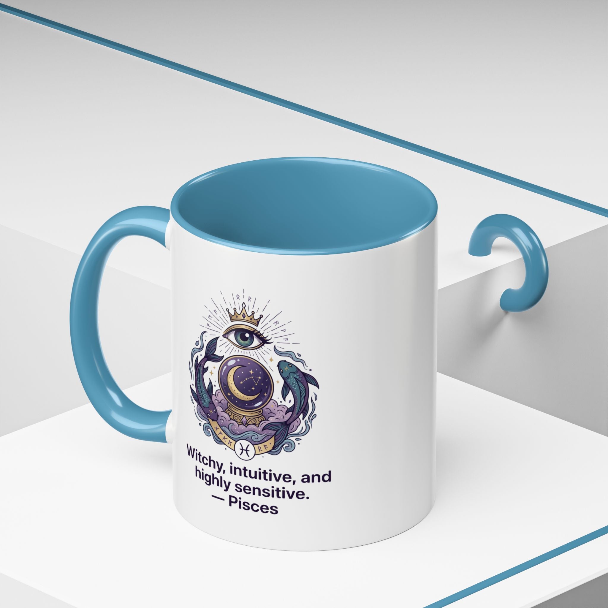 Pisces Witchy Accent Mug — "Witchy, intuitive, and highly sensitive" Astrology Coffee Cup (11/15oz)