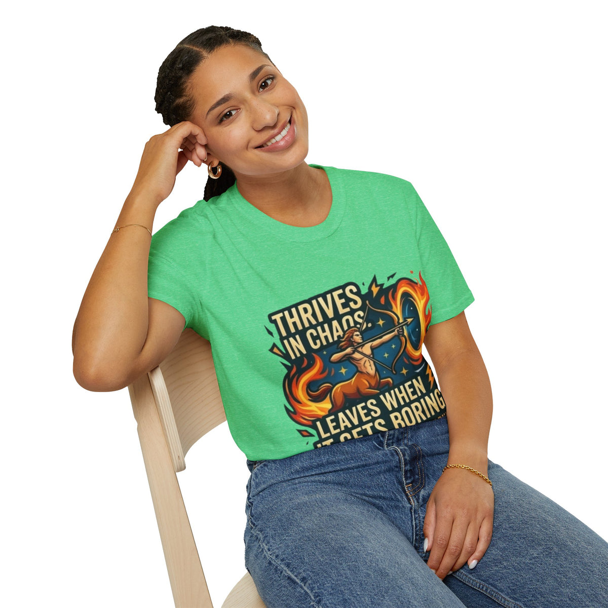 Sagittarius Archer T‑Shirt — "Thrives in Chaos" Zodiac Fire Sign Tee