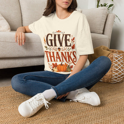 Give Thanks T-Shirt — Autumn Thanksgiving Graphic Tee