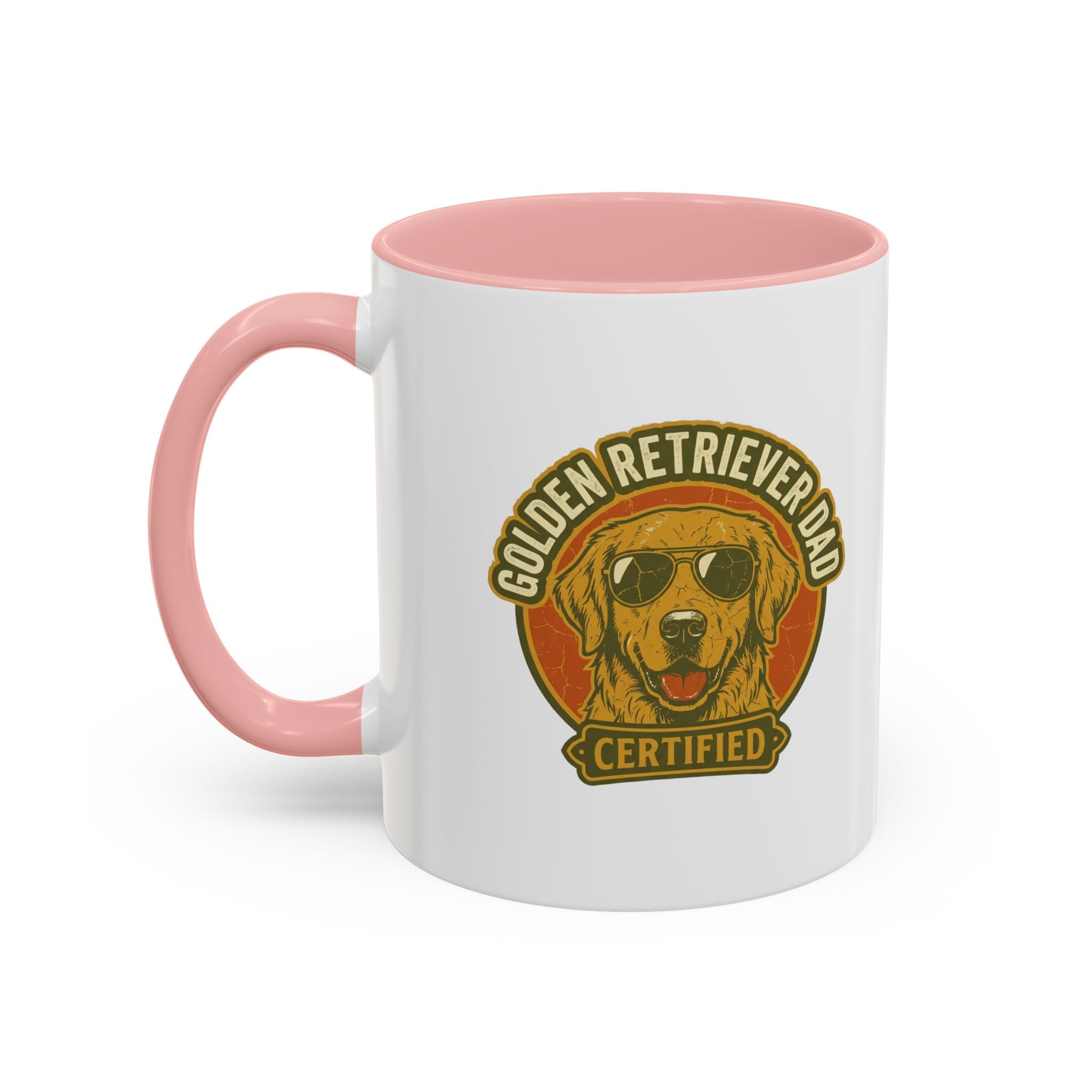 Funny Golden Retriever Dad Coffee Mug — "Certified" Dog Dad Accent Mug