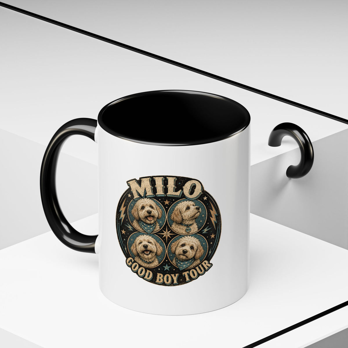 Milo Bailey Dog Dad Mom Milo "Good Boy Tour" Accent Coffee Mug —  Cute Dog Portraits