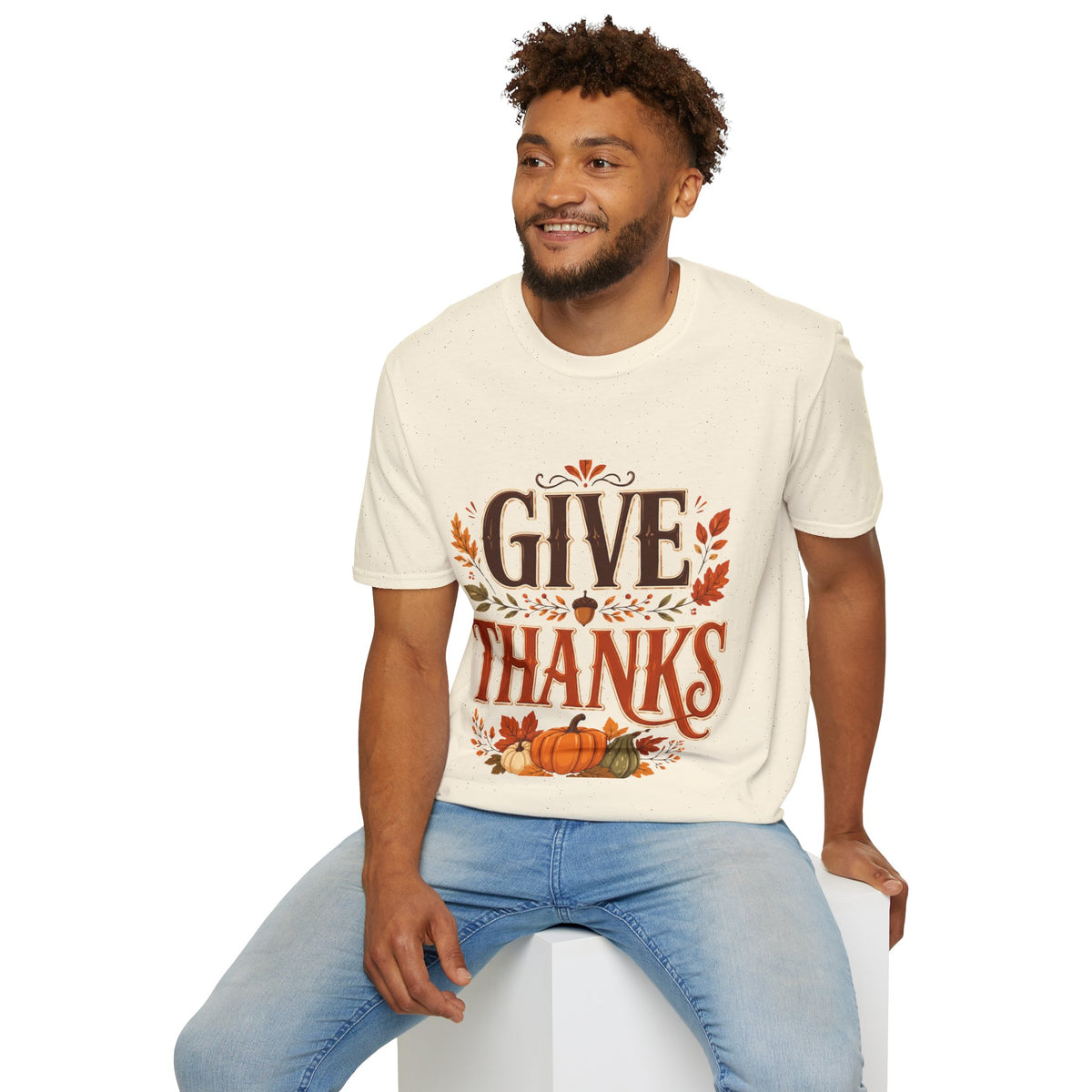Thanksgiving T-Shirt Give Thanks T-Shirt — Autumn Thanksgiving Graphic Tee