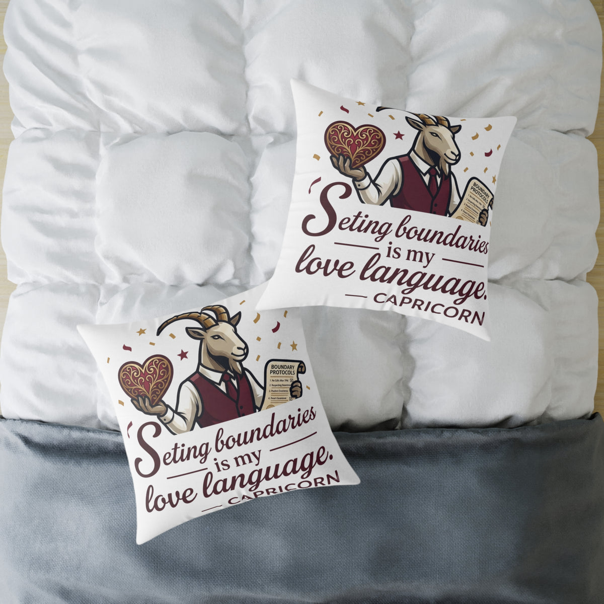 Capricorn Pillow – "Setting Boundaries Is My Love Language" Zodiac Décor