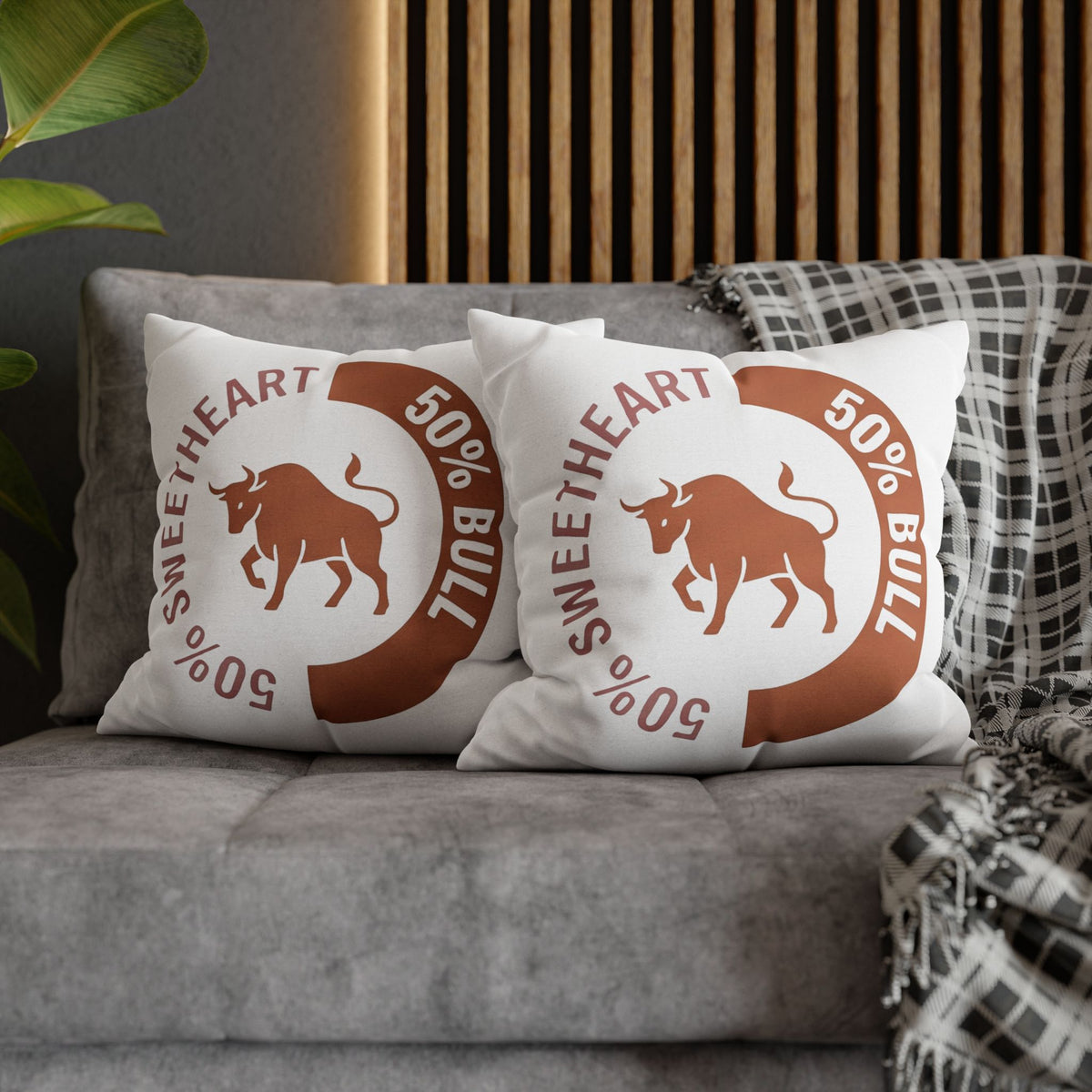 Taurus '50% Bull / 50% Sweetheart' Throw Pillowcase