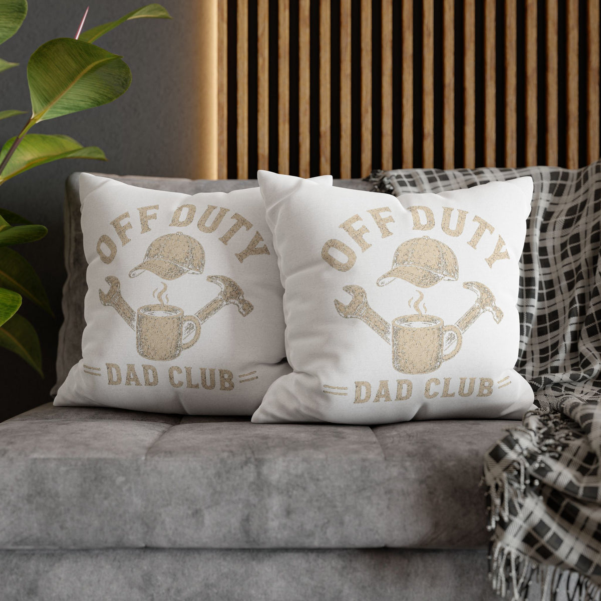 Off Duty Dad Club Pillowcase — ‘Off Duty’ Coffee & Tools Decorative Throw Pillowcase Milo Bailey Dog Dad Mom