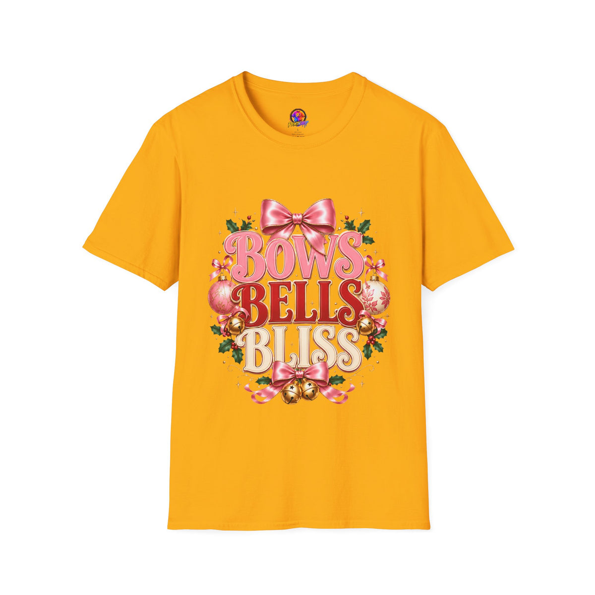 T-Shirt — Bows Bells Bliss Christmas Graphic Tee