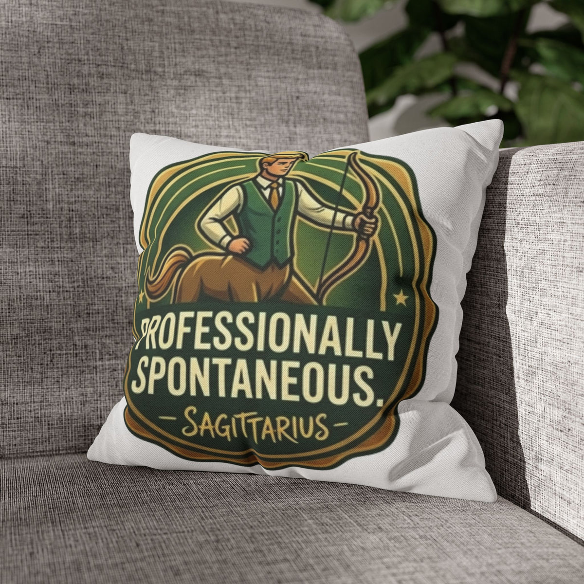 Sagittarius Pillowcase — "Professionally Spontaneous" Zodiac Decor