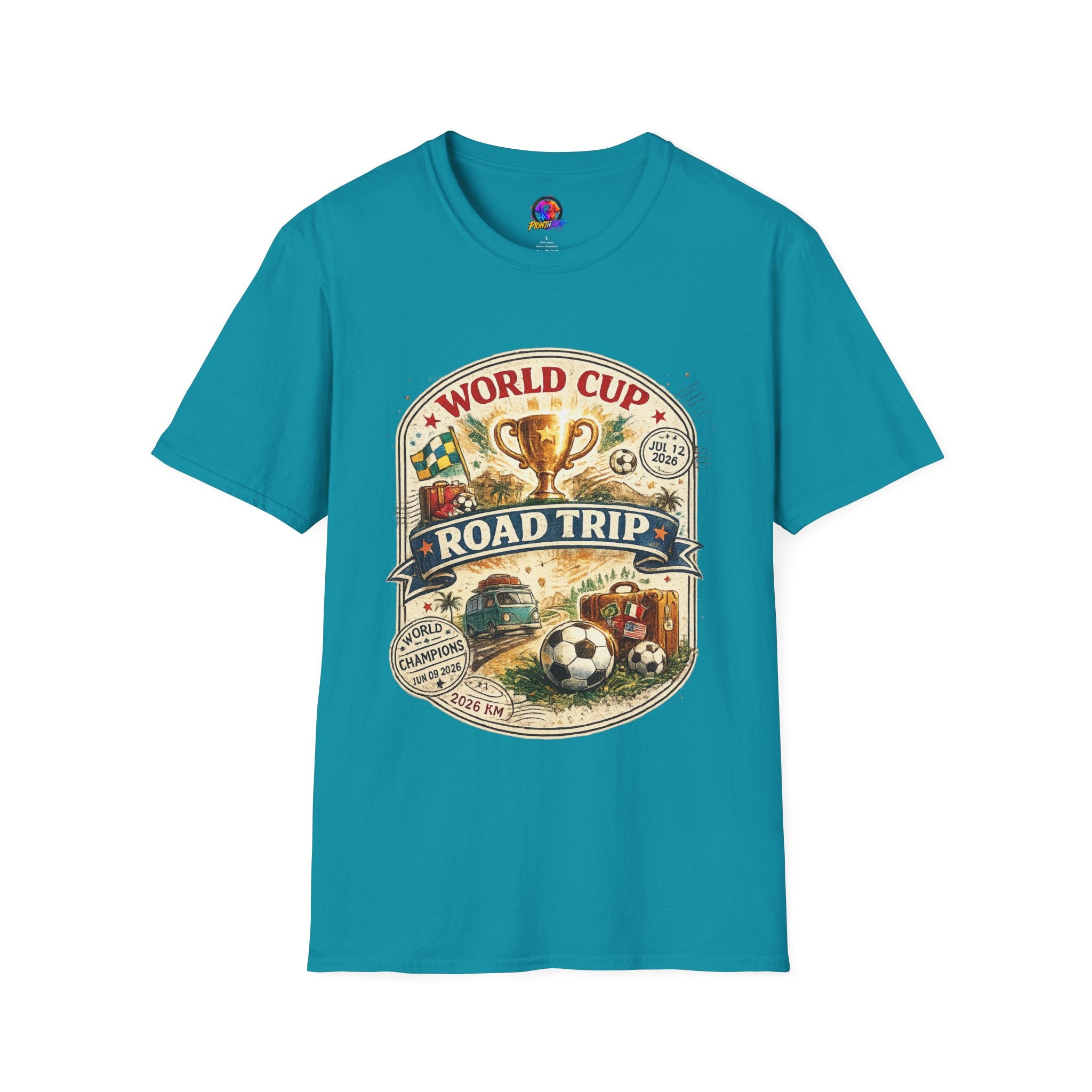 World Cup Road Trip T-Shirt — Vintage Soccer Trophy Design