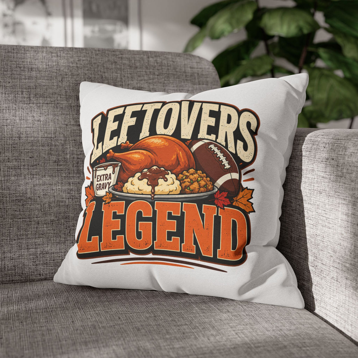 Thanksgiving Leftovers Legend Pillow — Thanksgiving Football Turkey Throw Pillowcase