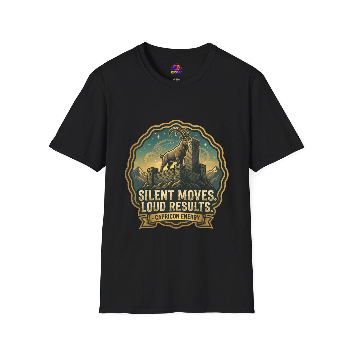 Silent Moves, Loud Results Goat Graphic Tee — Motivational Mountain Goat Shirt