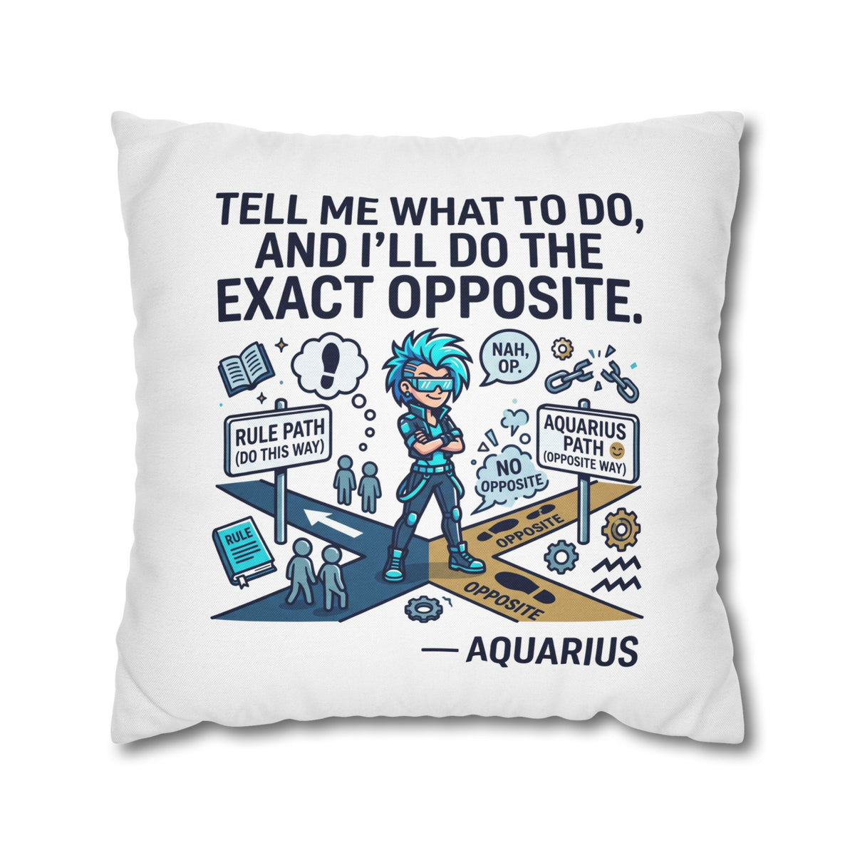 Aquarius Zodiac Spun Polyester Square Pillowcase