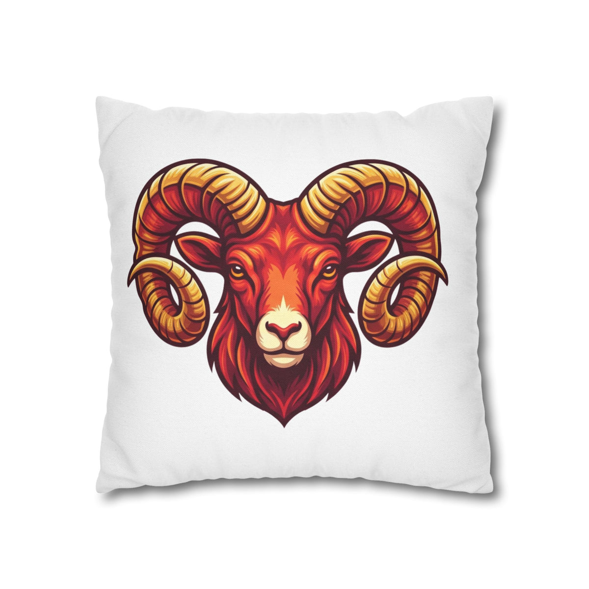 Aries Ram Throw Pillowcase — Bold Zodiac Goat Accent Pillow Cover