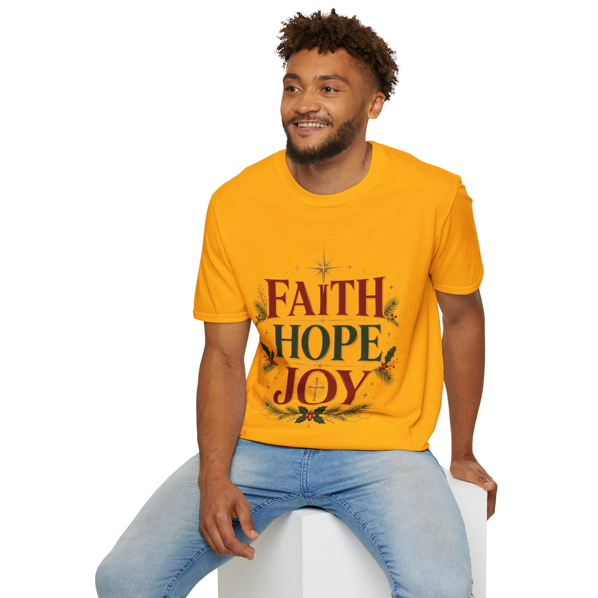 Faith Hope Joy Christmas T-Shirt — Holiday Nativity Inspirational Tee