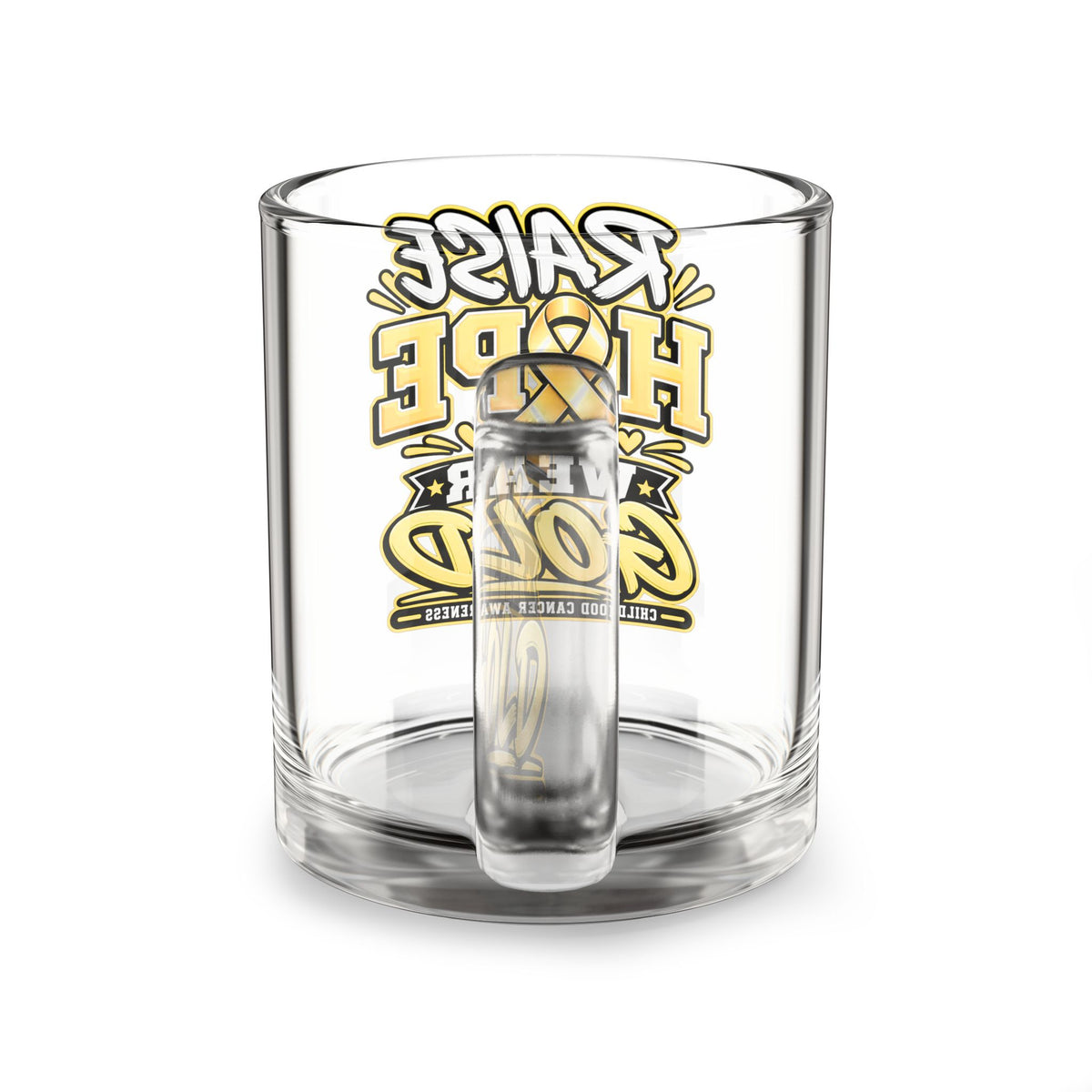 Glass Mug — "Raise Hope Wear Gold" Childhood Cancer Awareness 10oz