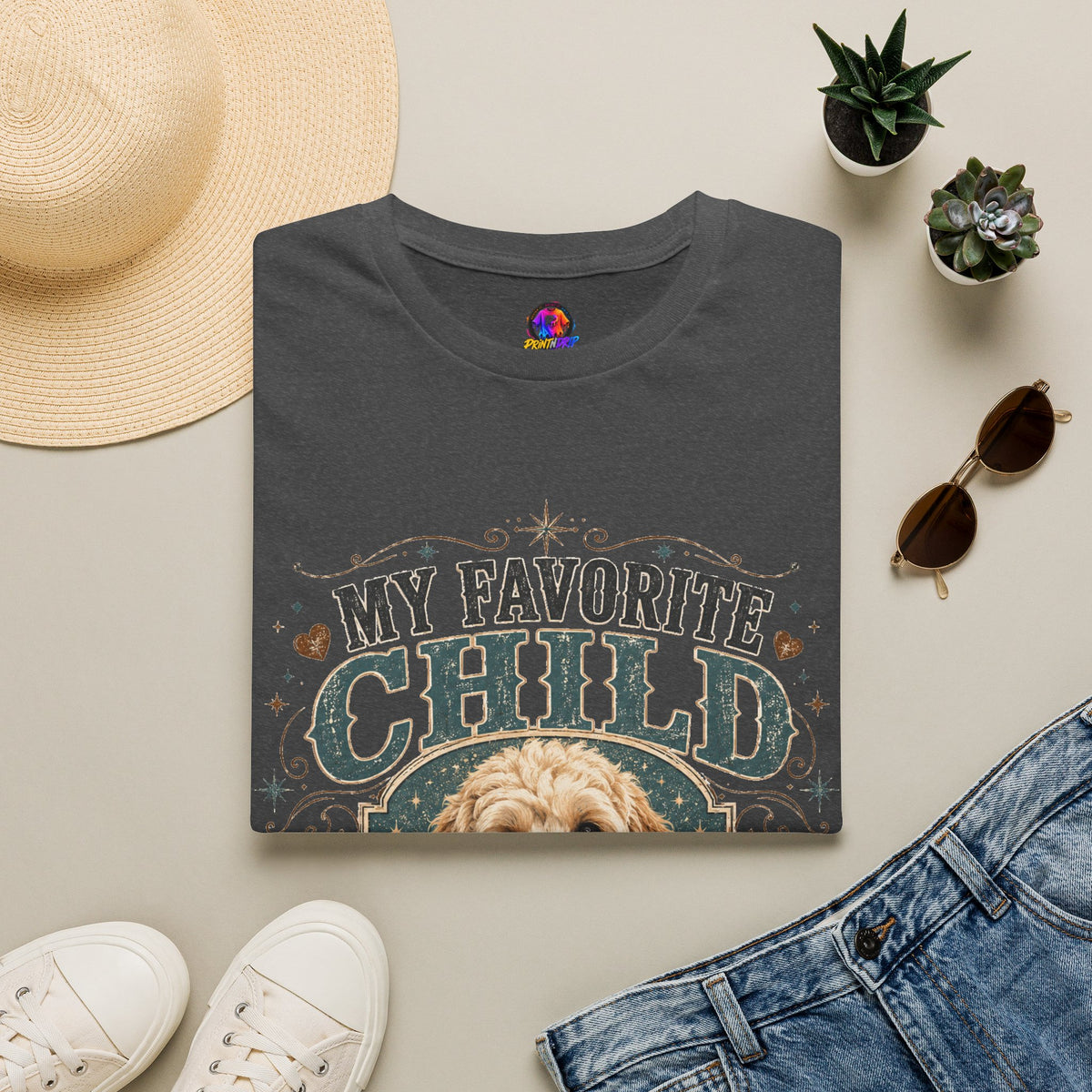 My Favorite Child Dog Mom T-Shirt — Cute Doodle Portrait Pet Lover Tee