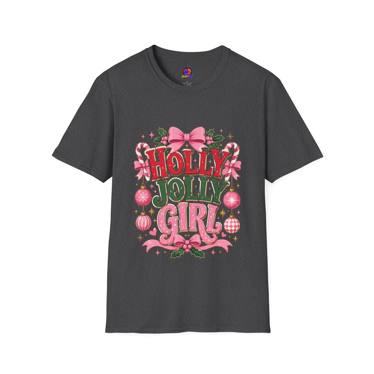 Holly Jolly Girl T-Shirt — Pink Holiday Graphic Tee