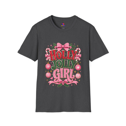 Holly Jolly Girl T-Shirt — Pink Holiday Graphic Tee