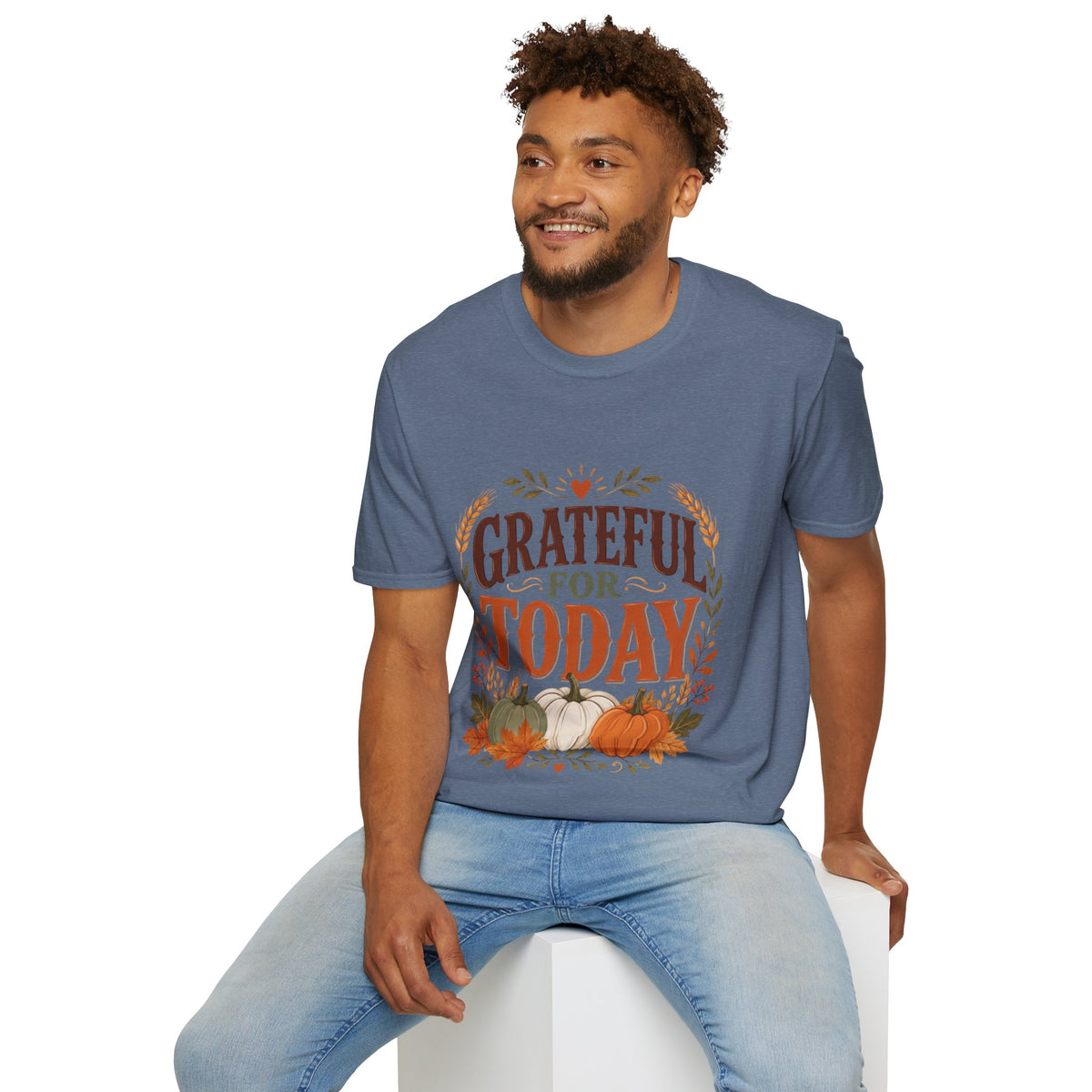Thanksgiving T-Shirt Grateful For Today T-Shirt — Fall Pumpkin Thanksgiving Casual Tee