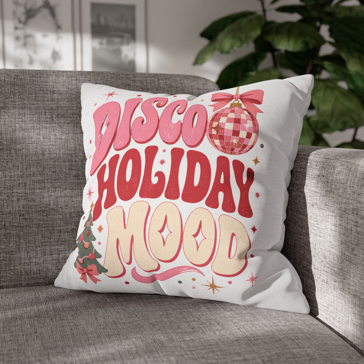 Holiday Pillowcase — 'Disco Holiday Mood' Retro Christmas Decor Modern Day Christmas