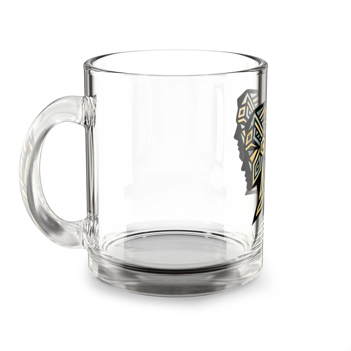 Gemini Geometric Elephant Glass Mug — 10oz Tribal-Inspired Animal Coffee Cup