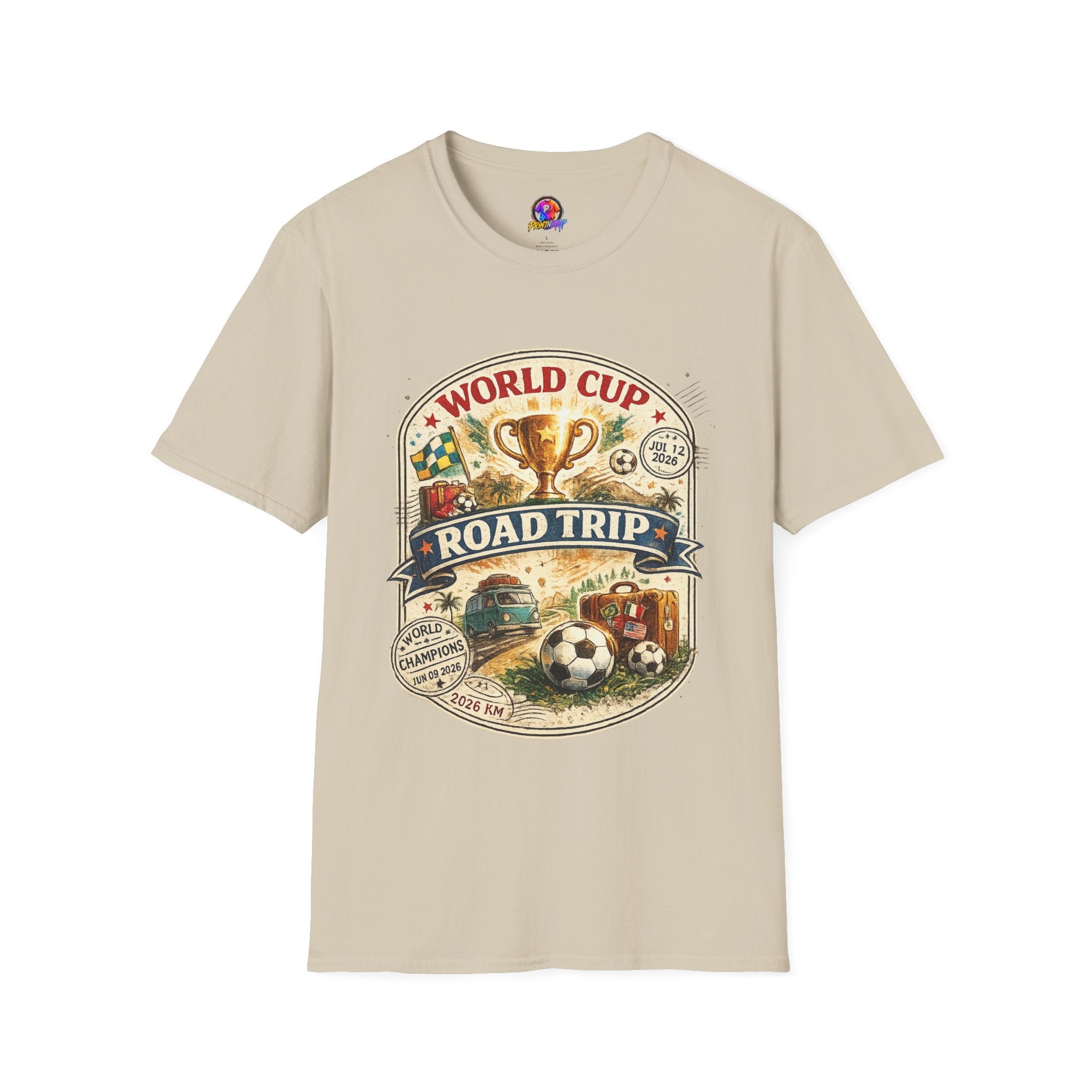 World Cup Road Trip T-Shirt — Vintage Soccer Trophy Design