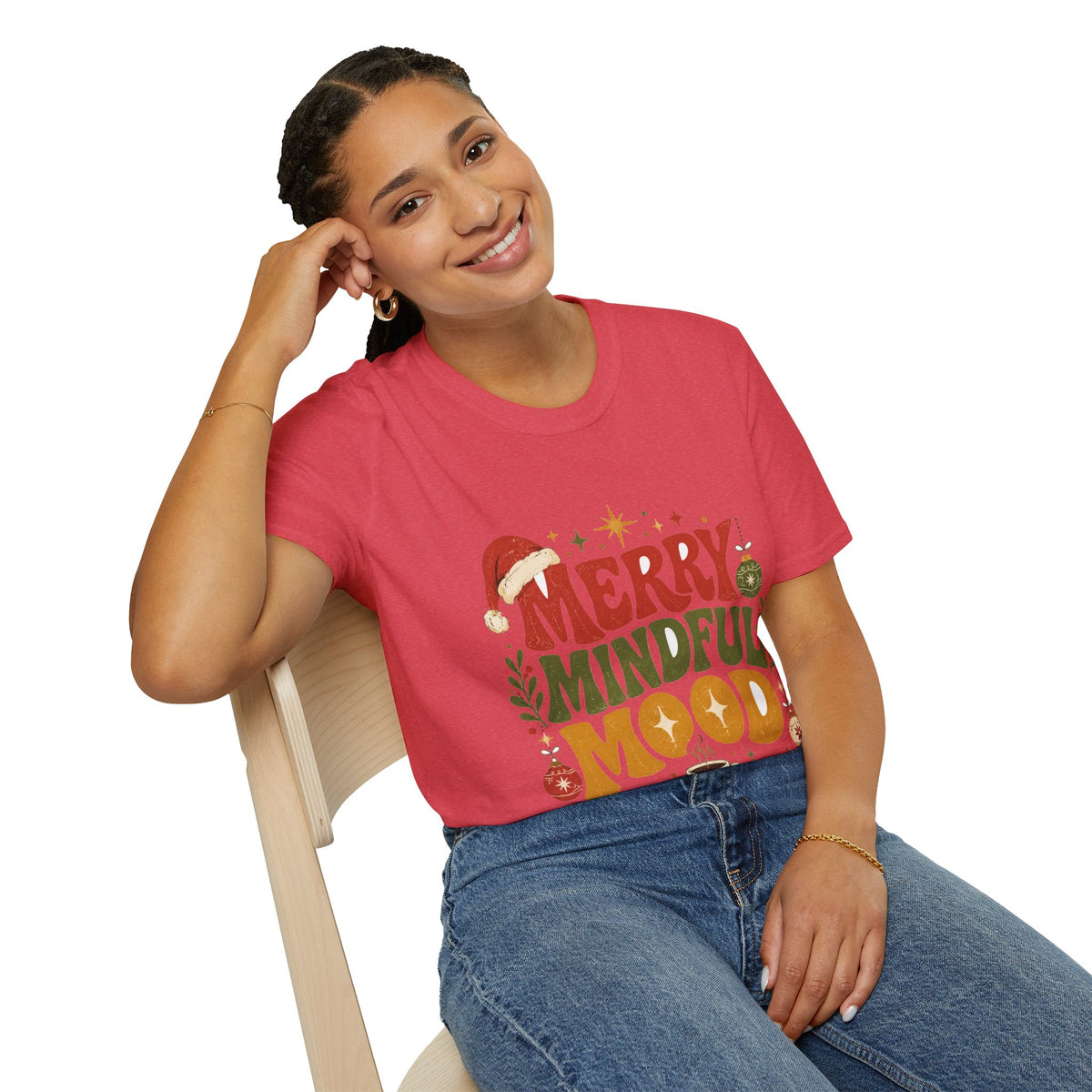 Merry Mindful Mood T-Shirt — Cozy Holiday Christmas Graphic Tee