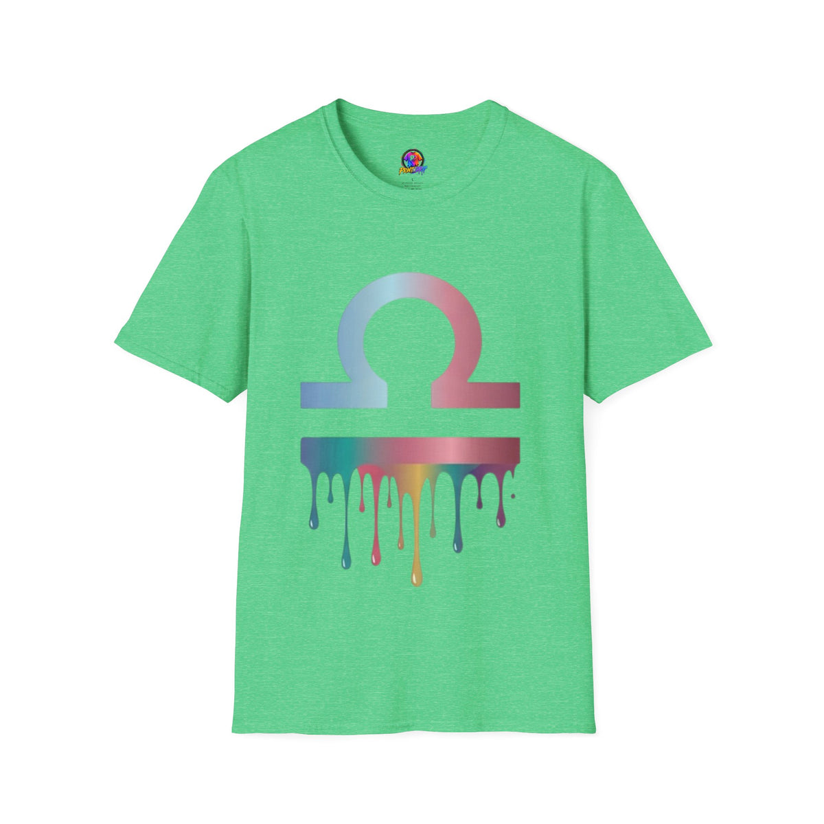 Omega Symbol T-Shirt — Pastel Gradient Drip Design