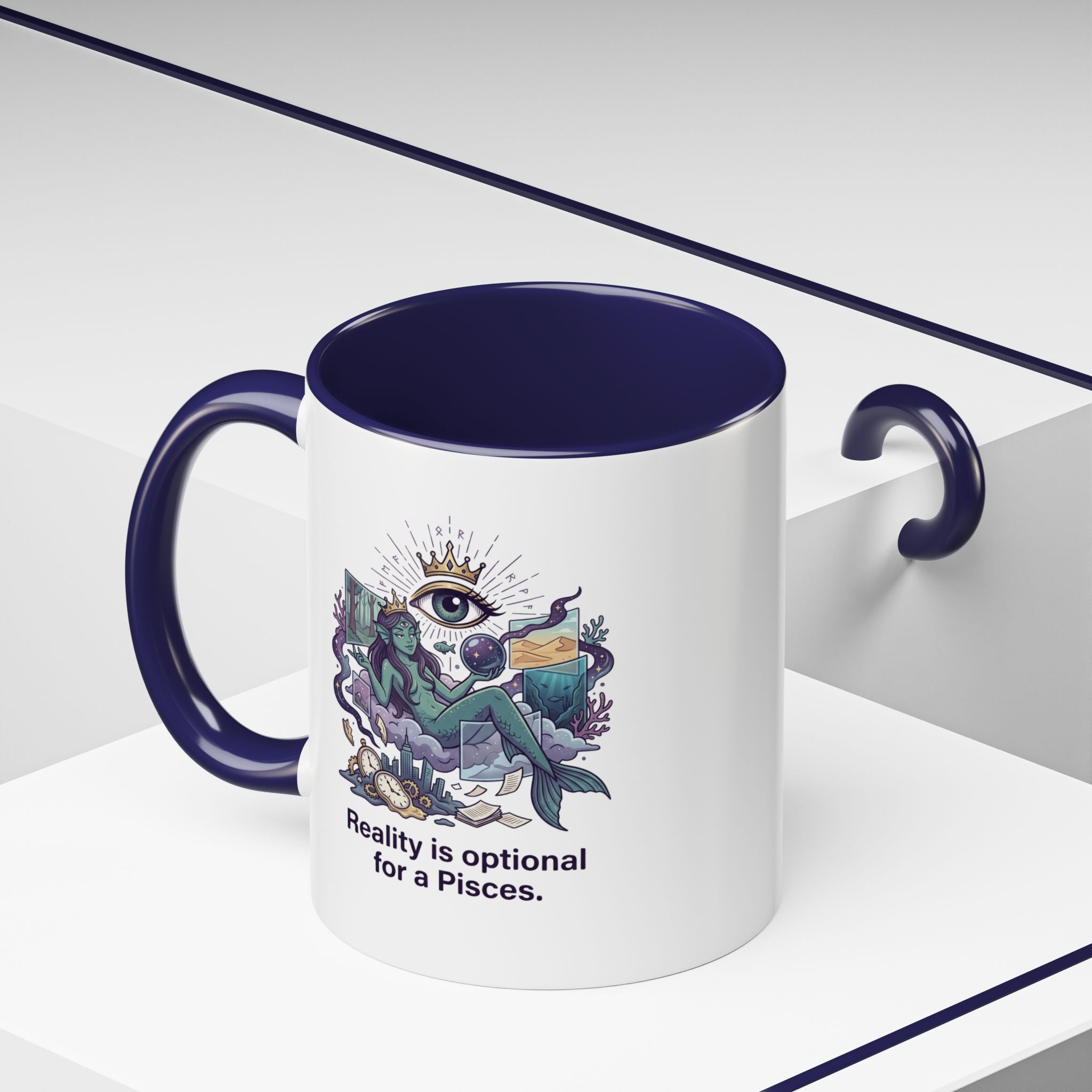 Pisces Zodiac Coffee Mug — "Reality is Optional for a Pisces" Accent Mug
