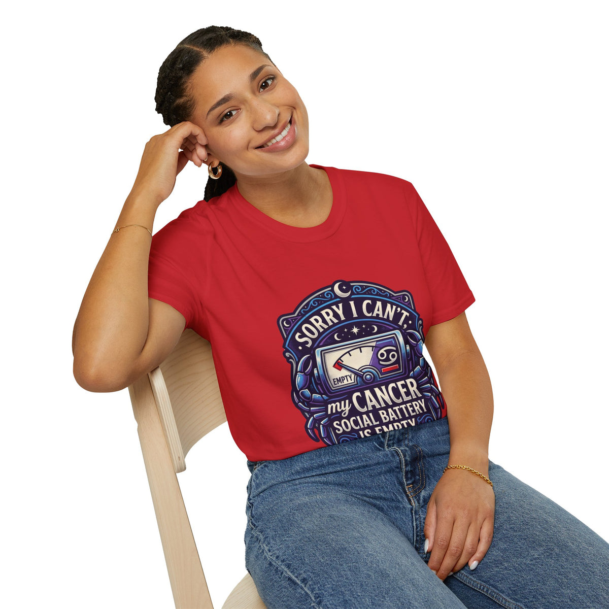 Cancer Support T-Shirt — "Sorry I Can't, My Cancer Social Battery Is Empty"