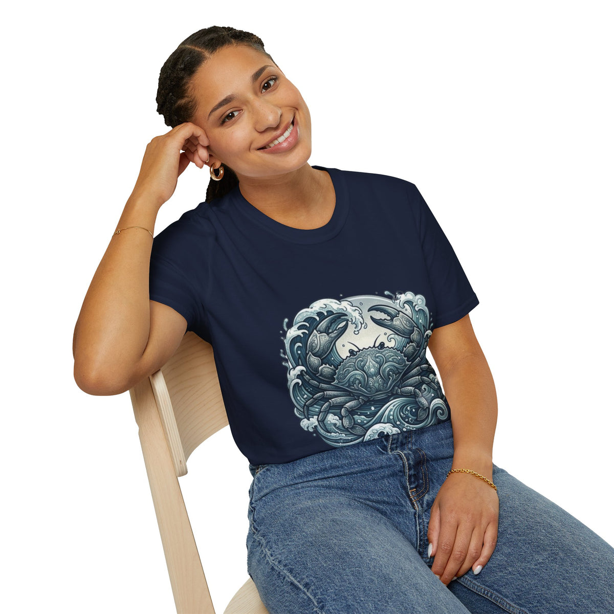 Crab and Waves Graphic T-Shirt — Coastal Oceanic Nautical Tee