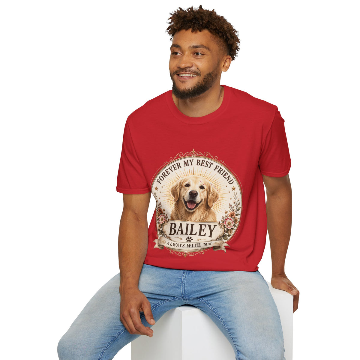 Dog Lover T-Shirt — “Forever My Best Friend” Personalized Golden Retriever Tee