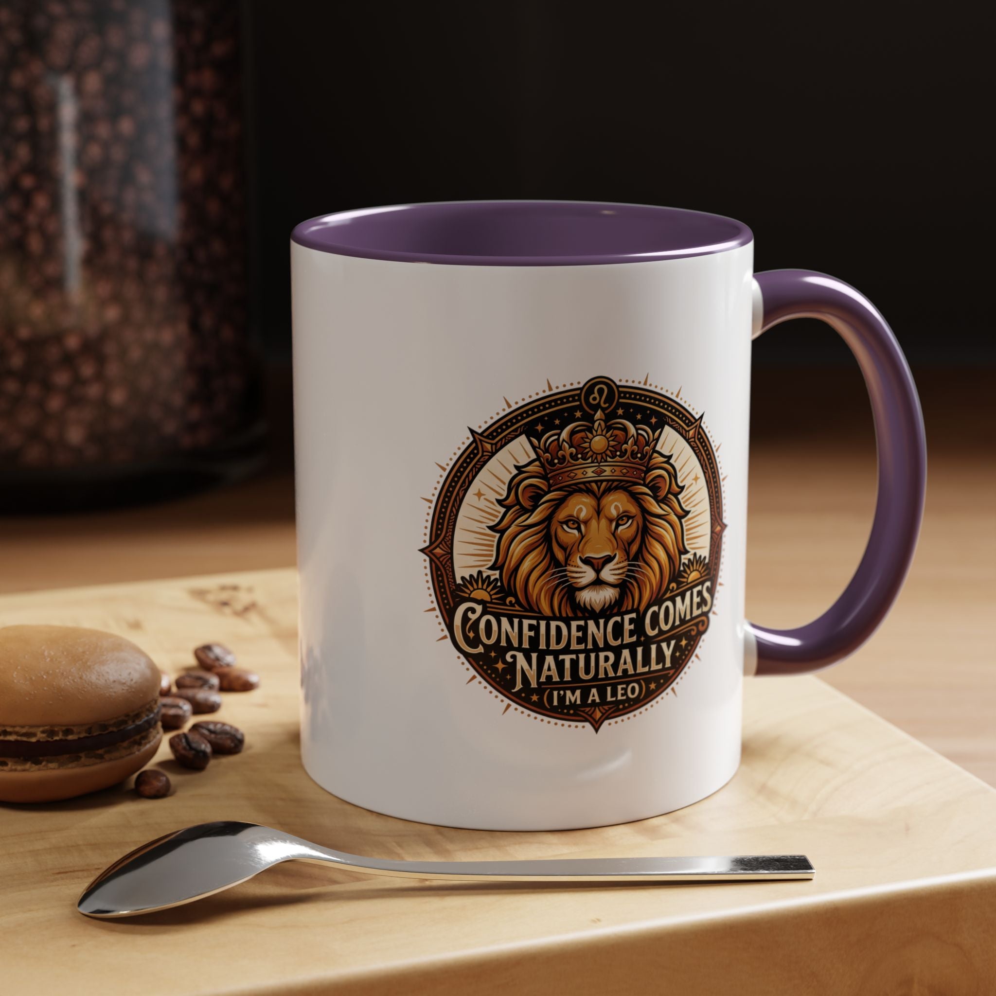Lion Zodiac Coffee Mug - "Confidence Comes Naturally" Accent Mug (11/15oz)