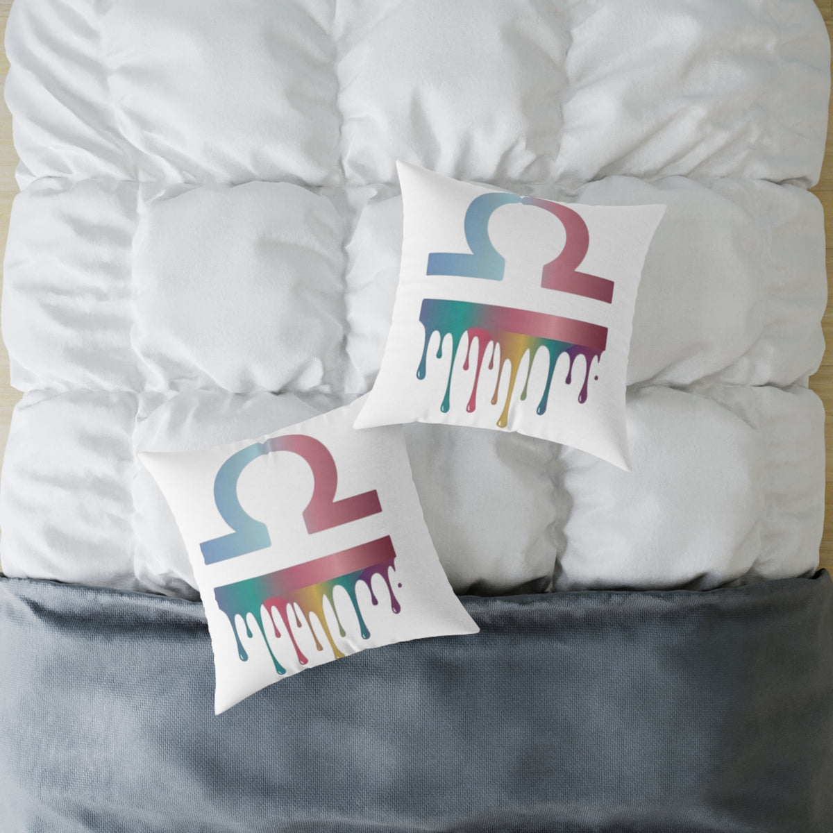 Libra Zodiac Dripping Astrological Square Poly Canvas Pillow