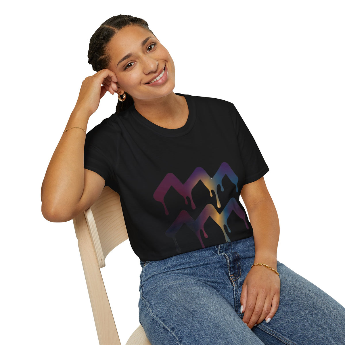 Dripping Mountain Graphic Tee — Vaporwave Sunset T-Shirt