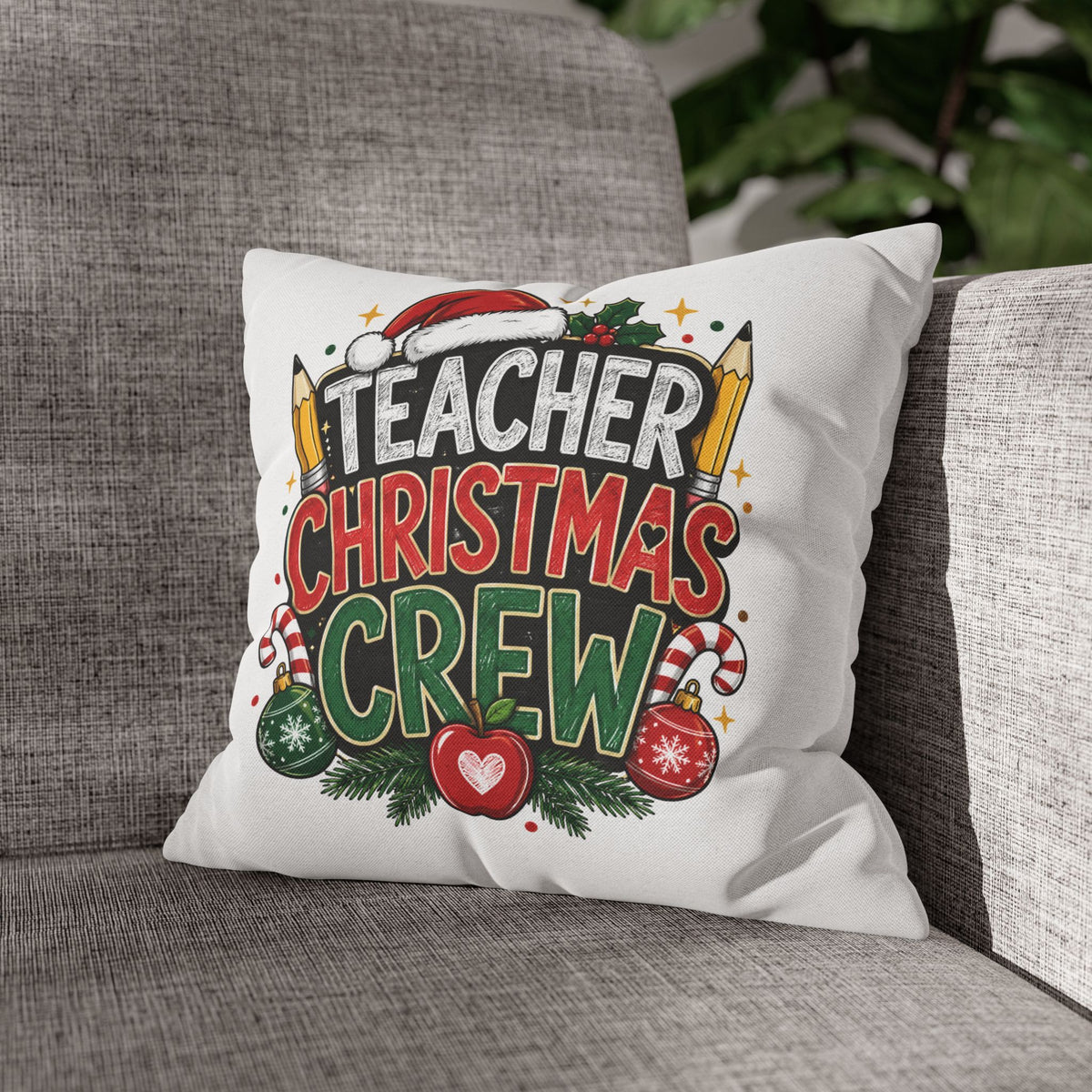 Teacher Christmas Crew Pillowcase — Festive Holiday Gift for Teachers
