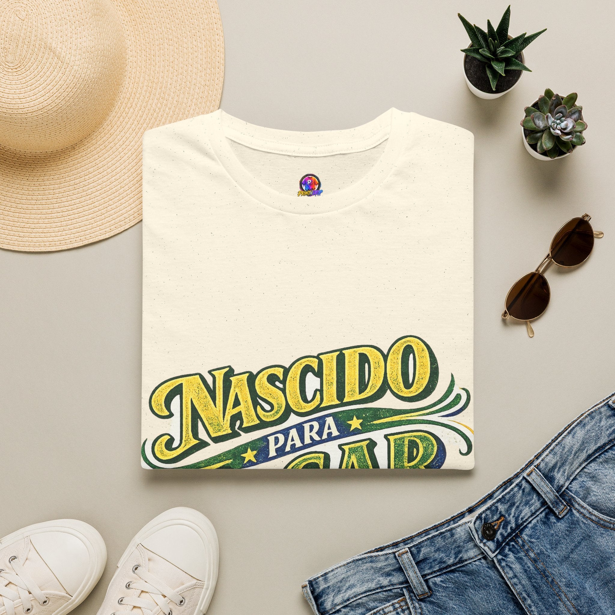 Brazil T‑Shirt — Nascido Para Jogar Vintage Brazilian Soccer Graphic Tee