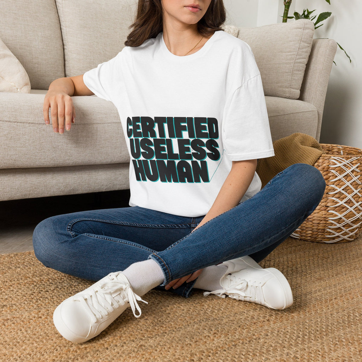 "Certified Useless Human" Block Typography Tee | Ironic Sarcastic Meme T-Shirt - Trending Now - September 2026