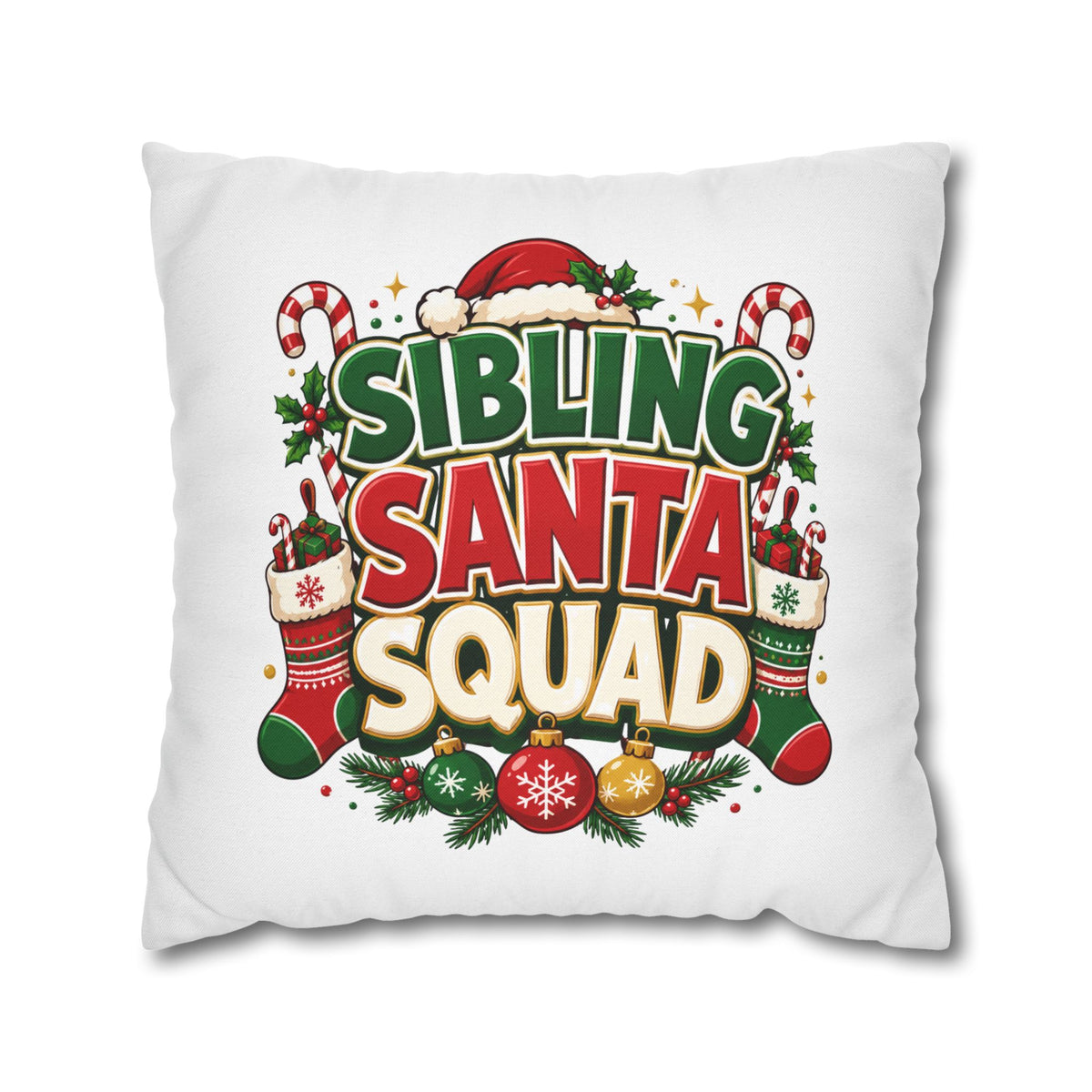 Christmas Sibling Santa Squad Pillowcase