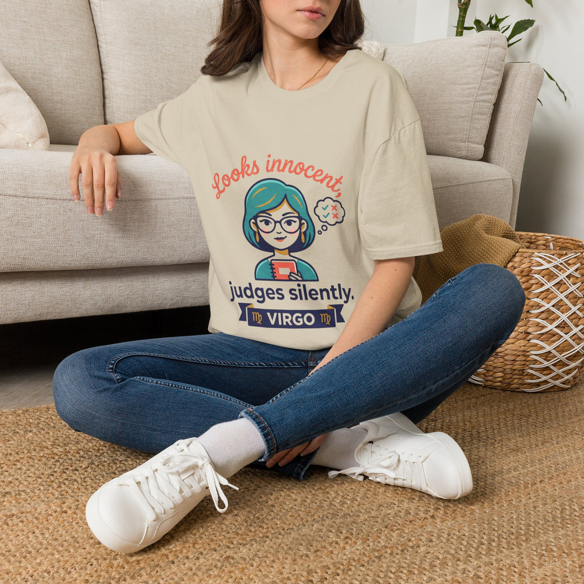 Looks Innocent Virgo T-Shirt — Funny Zodiac Graphic Tee for Virgo Women