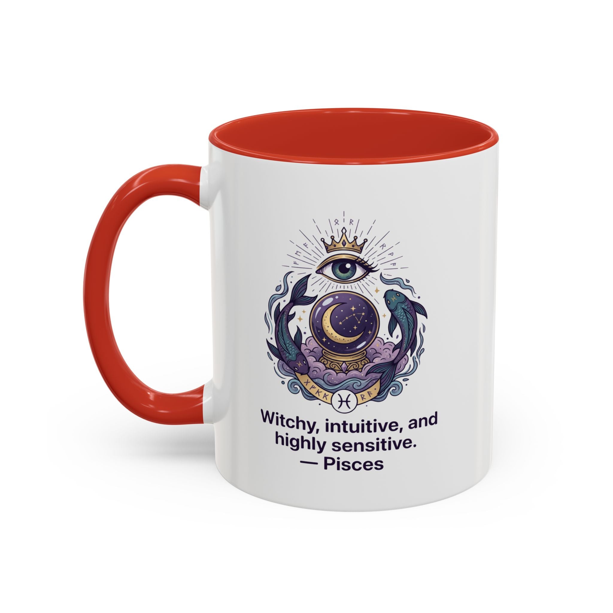 Pisces Witchy Accent Mug — "Witchy, intuitive, and highly sensitive" Astrology Coffee Cup (11/15oz)
