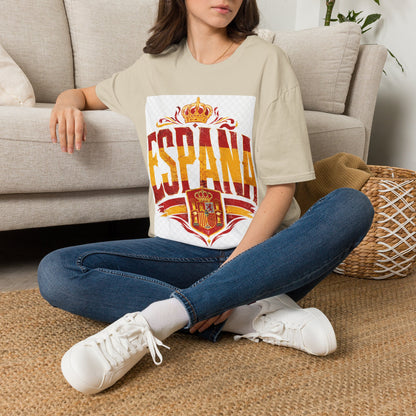 Spain Crown Graphic T-Shirt — Spanish Flag Vintage Crest Tee