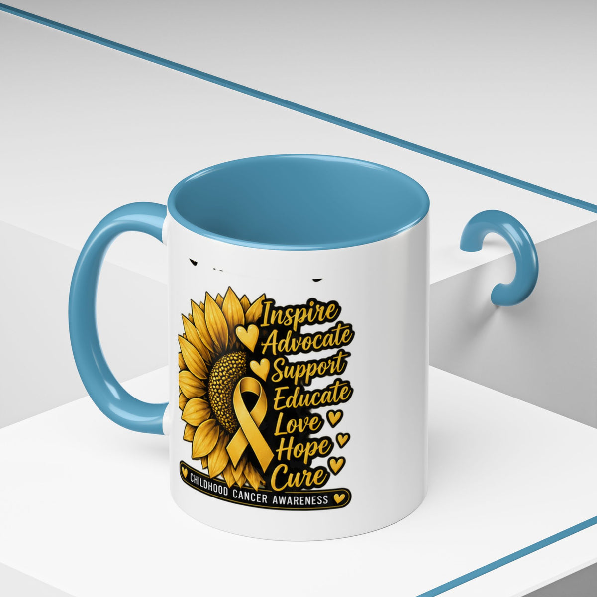Childhood Cancer Awareness Sunflower Accent Coffee Mug (11/15oz)