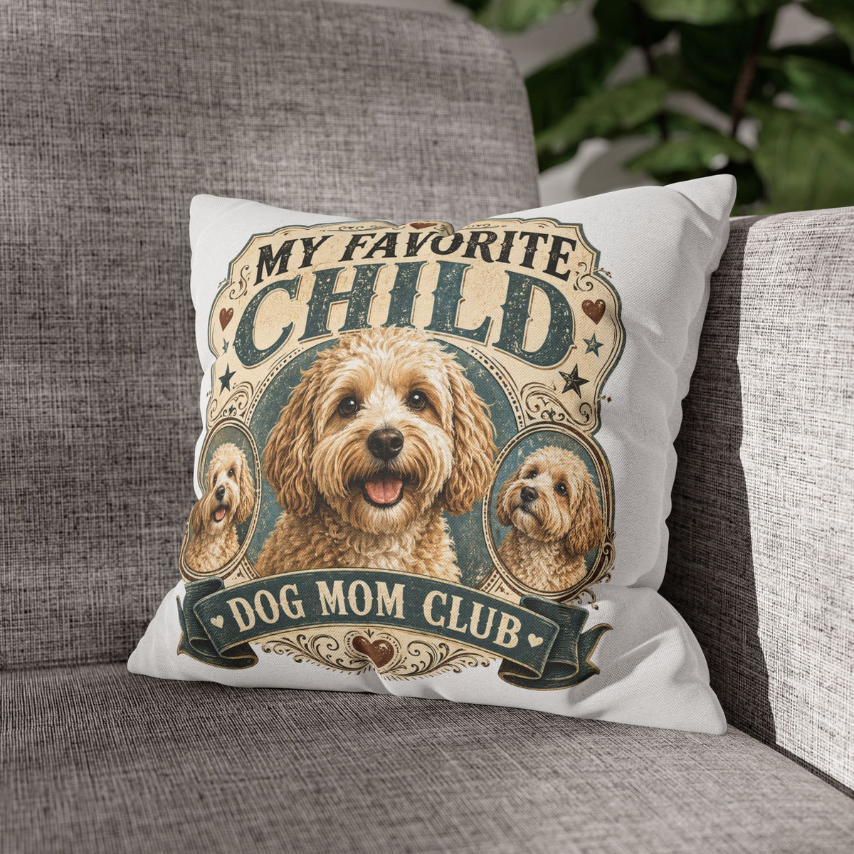 My Favorite Child Dog Mom Club Pillowcase Milo Bailey Dog Dad Mom — Cute Dog Mom Decorative Pillow